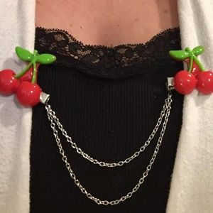 🍒3 For $35🍒Handmade Cherry Cardigan/Collar Clips